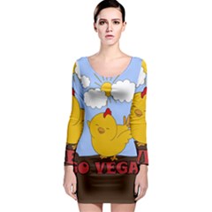 Go Vegan - Cute Chick  Long Sleeve Bodycon Dress by Valentinaart