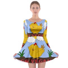 Go Vegan - Cute Chick  Long Sleeve Skater Dress by Valentinaart