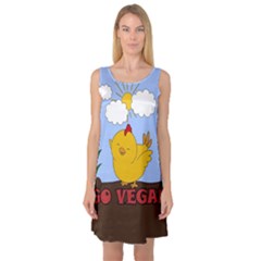 Go Vegan - Cute Chick  Sleeveless Satin Nightdress by Valentinaart