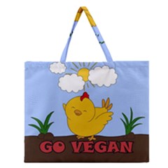 Go Vegan - Cute Chick  Zipper Large Tote Bag by Valentinaart