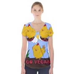 Go Vegan - Cute Chick  Short Sleeve Front Detail Top by Valentinaart