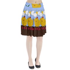 Go Vegan - Cute Chick  Pleated Skirt by Valentinaart