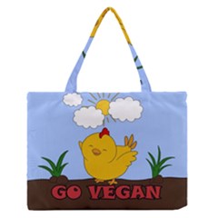 Go Vegan - Cute Chick  Zipper Medium Tote Bag by Valentinaart