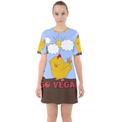 Go Vegan - Cute Chick  Sixties Short Sleeve Mini Dress by Valentinaart