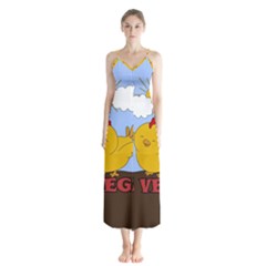 Go Vegan - Cute Chick  Button Up Chiffon Maxi Dress by Valentinaart