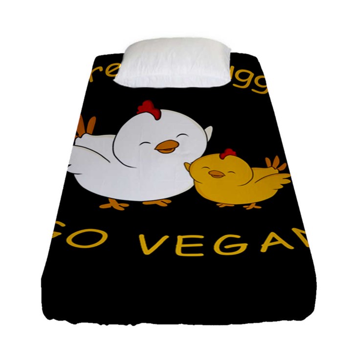 Go Vegan - Cute Chick  Fitted Sheet (Single Size)