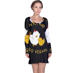 Go Vegan - Cute Chick  Long Sleeve Nightdress by Valentinaart