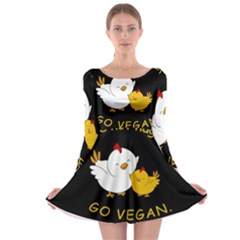 Go Vegan - Cute Chick  Long Sleeve Skater Dress by Valentinaart