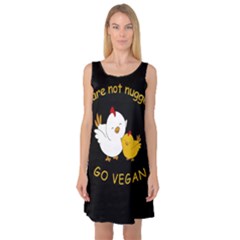 Go Vegan - Cute Chick  Sleeveless Satin Nightdress by Valentinaart