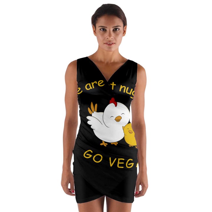 Go Vegan - Cute Chick  Wrap Front Bodycon Dress