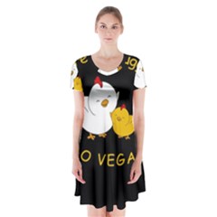 Go Vegan - Cute Chick  Short Sleeve V-neck Flare Dress by Valentinaart