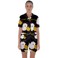 Go Vegan - Cute Chick  Satin Short Sleeve Pyjamas Set by Valentinaart