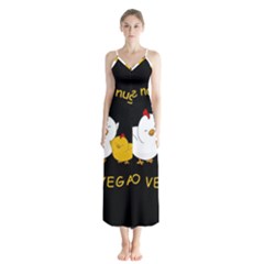 Go Vegan - Cute Chick  Button Up Chiffon Maxi Dress by Valentinaart