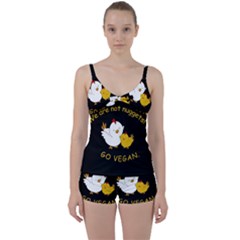 Go Vegan - Cute Chick  Tie Front Two Piece Tankini by Valentinaart