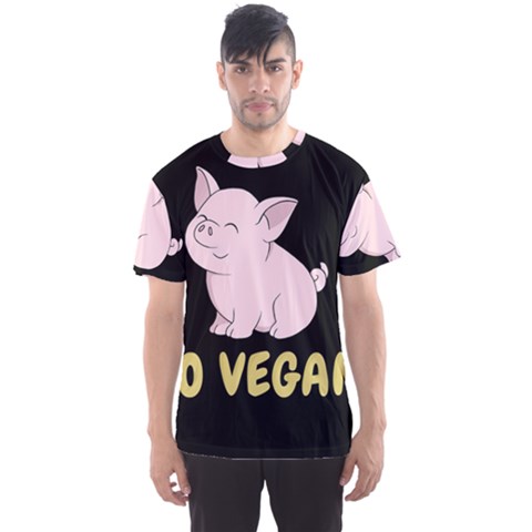 Go Vegan - Cute Pig Men s Sports Mesh Tee by Valentinaart