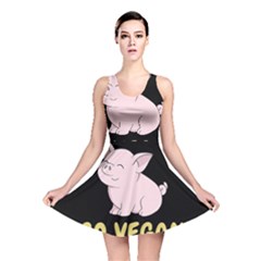 Go Vegan - Cute Pig Reversible Skater Dress by Valentinaart