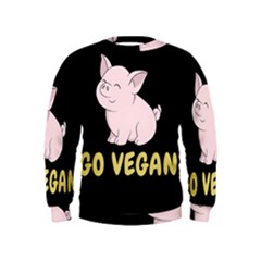 Go Vegan - Cute Pig Kids  Sweatshirt by Valentinaart