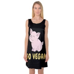 Go Vegan - Cute Pig Sleeveless Satin Nightdress by Valentinaart