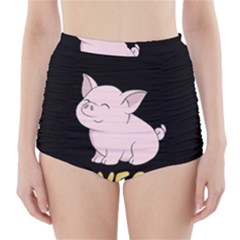 Go Vegan - Cute Pig High-waisted Bikini Bottoms by Valentinaart