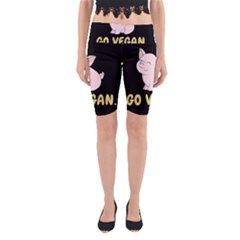 Go Vegan - Cute Pig Yoga Cropped Leggings by Valentinaart