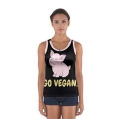 Go Vegan - Cute Pig Sport Tank Top  by Valentinaart