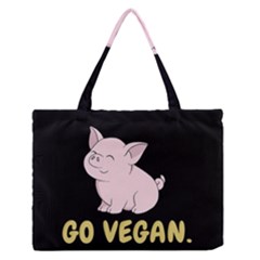 Go Vegan - Cute Pig Zipper Medium Tote Bag by Valentinaart