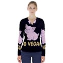 Go Vegan - Cute Pig V-Neck Long Sleeve Top View1