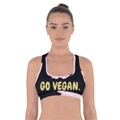 Go Vegan - Cute Pig Cross Back Sports Bra by Valentinaart