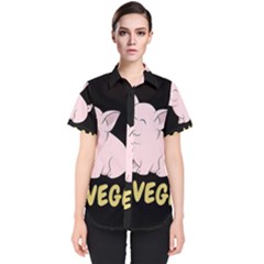 Go Vegan - Cute Pig Women s Short Sleeve Shirt