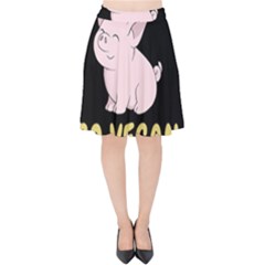 Go Vegan - Cute Pig Velvet High Waist Skirt by Valentinaart