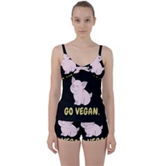 Go Vegan - Cute Pig Tie Front Two Piece Tankini