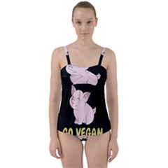 Go Vegan - Cute Pig Twist Front Tankini Set