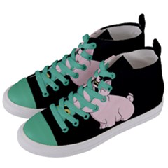 Go Vegan - Cute Pig Women s Mid-top Canvas Sneakers by Valentinaart