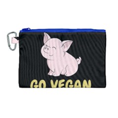 Go Vegan - Cute Pig Canvas Cosmetic Bag (large) by Valentinaart