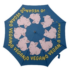 Go Vegan - Cute Pig Hook Handle Umbrellas (large) by Valentinaart