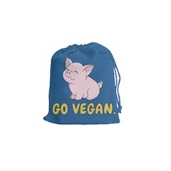 Go Vegan - Cute Pig Drawstring Pouches (small)  by Valentinaart