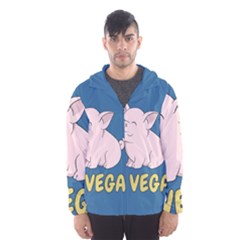 Go Vegan - Cute Pig Hooded Wind Breaker (men) by Valentinaart