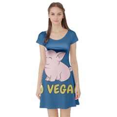 Go Vegan - Cute Pig Short Sleeve Skater Dress by Valentinaart