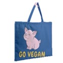 Go Vegan - Cute Pig Zipper Large Tote Bag View2