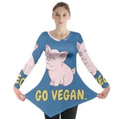 Go Vegan - Cute Pig Long Sleeve Tunic  by Valentinaart