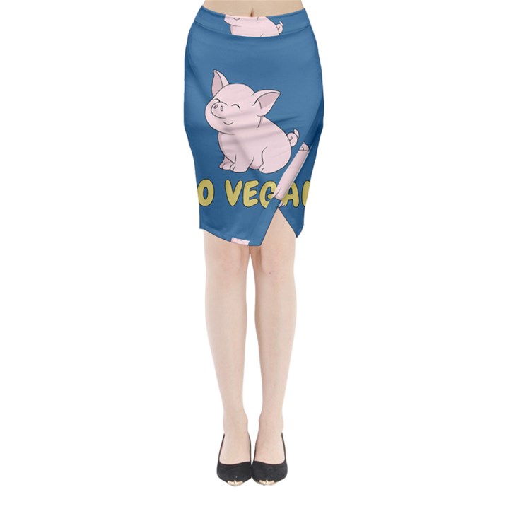 Go Vegan - Cute Pig Midi Wrap Pencil Skirt