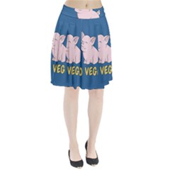 Go Vegan - Cute Pig Pleated Skirt by Valentinaart