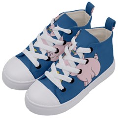 Go Vegan - Cute Pig Kid s Mid-top Canvas Sneakers by Valentinaart