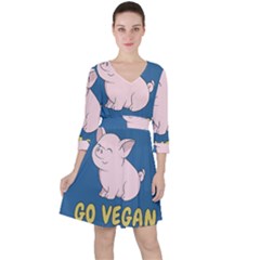 Go Vegan - Cute Pig Ruffle Dress by Valentinaart