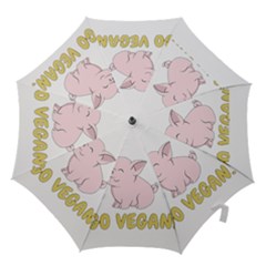 Go Vegan - Cute Pig Hook Handle Umbrellas (medium) by Valentinaart