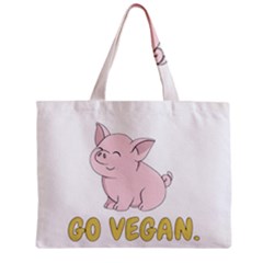 Go Vegan - Cute Pig Zipper Mini Tote Bag by Valentinaart