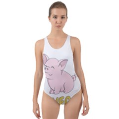 Go Vegan - Cute Pig Cut-out Back One Piece Swimsuit by Valentinaart