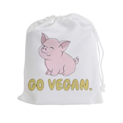 Go Vegan - Cute Pig Drawstring Pouches (xxl) by Valentinaart