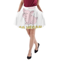 Go Vegan - Cute Pig A-line Pocket Skirt by Valentinaart