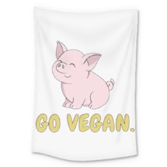 Go Vegan - Cute Pig Large Tapestry by Valentinaart